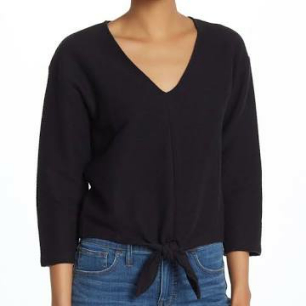 Madewell Texture & Thread Tie Front V-Neck